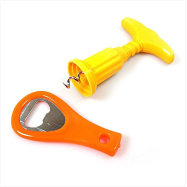 Plastic 2 Type Bottle Opener Multipurpose Use Orange and Yellow