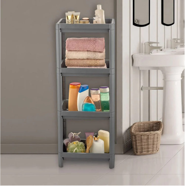 Plastic 4 Tier Bathroom Storage Racks / Shelves 22 x 35 x 100 cm