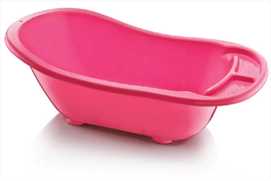 Plastic Baby Bath With Drain Assorted Colours