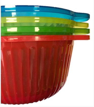 Plastic Bowl with Flat Handle 19 cm Assorted Colours