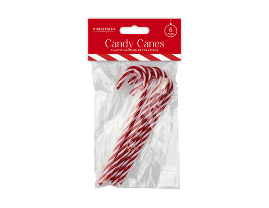 Plastic Candy Cane Decorations 15cm - 6pk