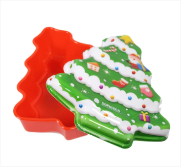 Plastic Christmas Tree Cookie Box / Jelly Mould 19.5 x 15 x 6 cm