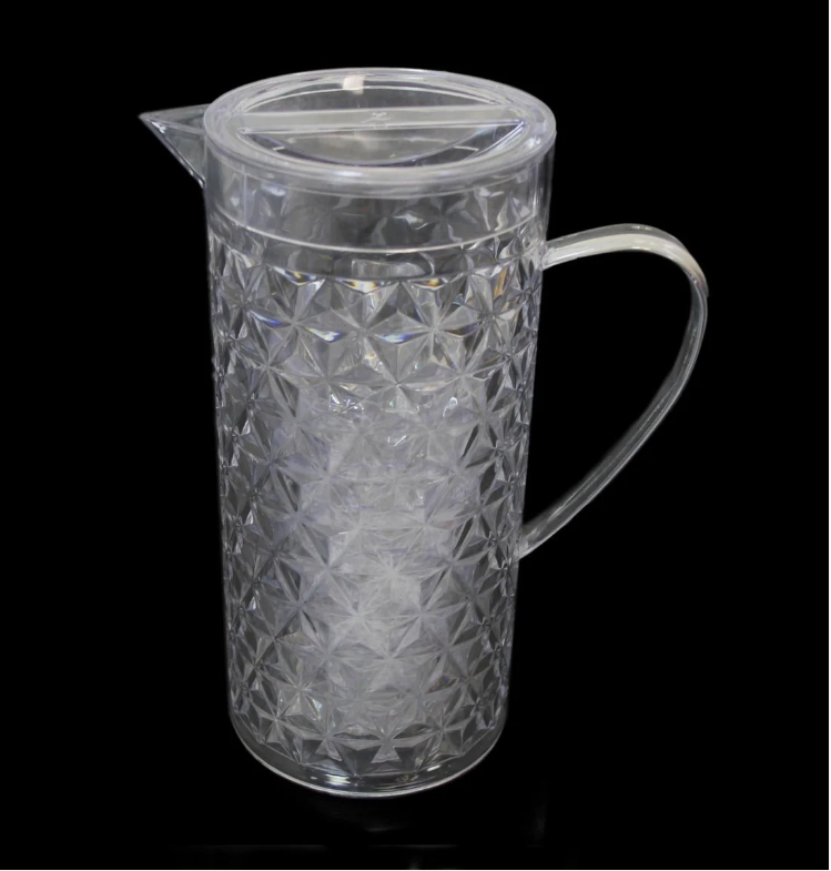 Plastic Clear Crystal Cut Drinking Water Jug With 4 Glasses Party Serving Drink Set