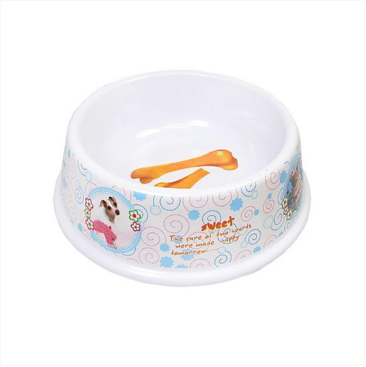 Plastic Dog Feeding Bowl With Printed Dog Bone Pets 17cm x 8cm