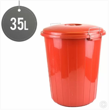 Plastic Dustbin Round 35L Assorted Colours