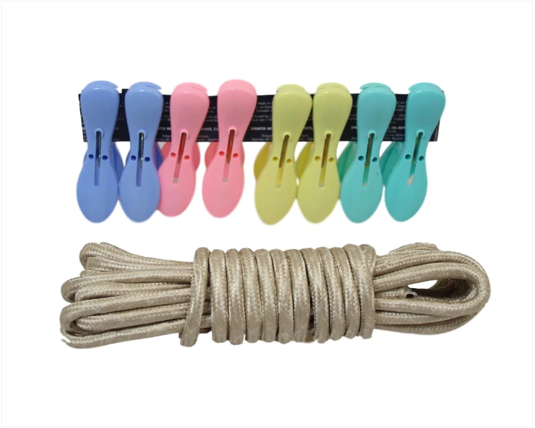 Plastic Fancy Pegs Assorted Colour 20 Pack Outdoor With Rope Included