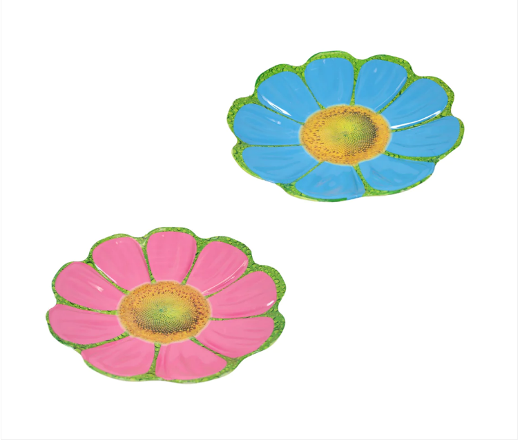 Plastic Floral Serving Eating Tray Kitchen Food Plate Sunflower Design Assorted Colours