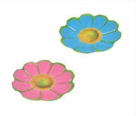 Plastic Floral Serving Eating Tray Pink/Blue/Yellow 26cm Plate Sunflower Design