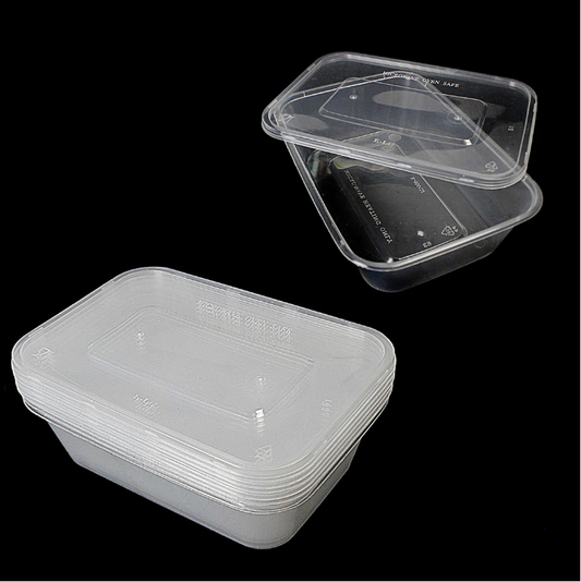 Plastic Food Takeaway Containers Oven and Microwave Safe 500ml 6 Pack