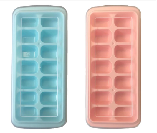 Plastic Freezer Ice Cube Tray Mould with Lid 16 x 11 cm Assorted Colours