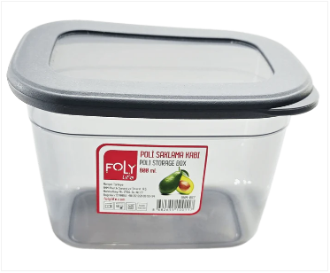 Plastic Grey Storage Container Box Food Storage With Lid 0.8 Litre