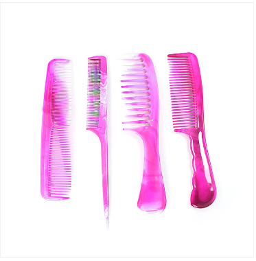 Plastic Hair Combs Set 4Pcs Assorted Colours