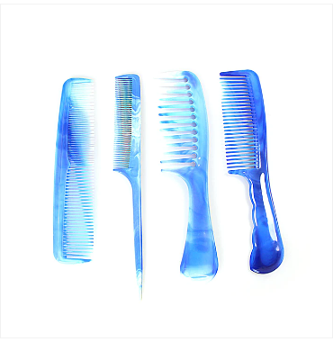 Plastic Hair Combs Set 4Pcs Assorted Colours