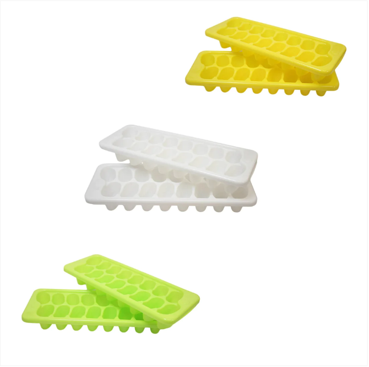 Plastic Ice Cube Tray 29 x 12 cm Pack of 2 Assorted Colours