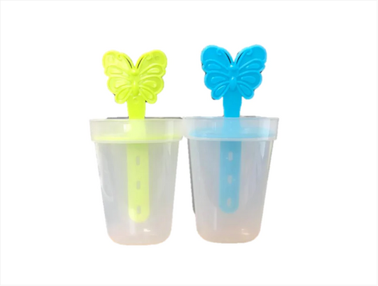 Plastic Ice Popsicle Maker Box 4 Popsicles 8 cm Assorted Colours