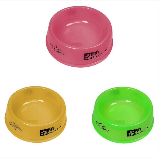 Plastic Indoor Outdoor Cat Dog Food Bowls Assorted Colours Medium Size