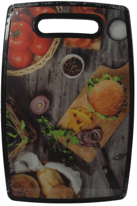 Plastic Kitchen Chopping Board with Printed Design 19.8 x 29.8 x 1.1 cm