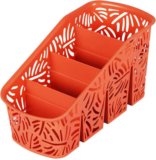 Plastic Kitchen Cutlery Holder Rack Drainer 18 x 10 cm Hollow Leaves Pattern Assorted Colours