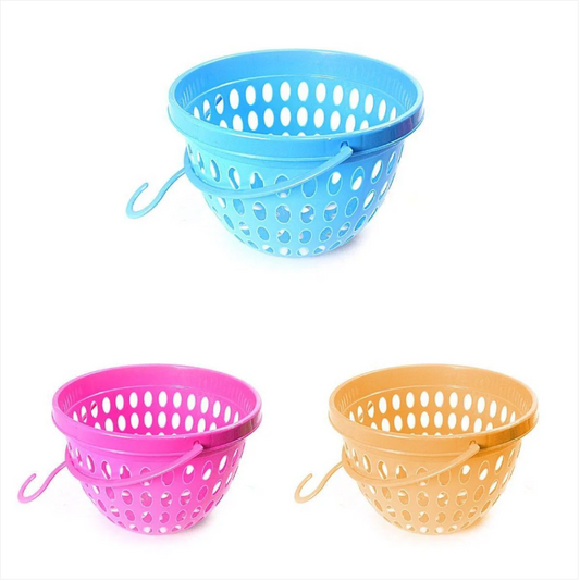 Plastic Laundry Clothes Pegs Basket 18 x 13 cm Assorted Colours