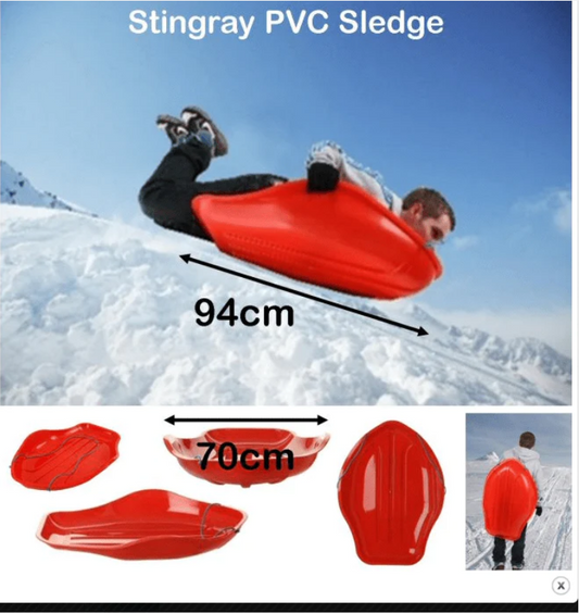 Plastic PVC Stingray Snow Sledge Sleigh 94 x 70 cm Red