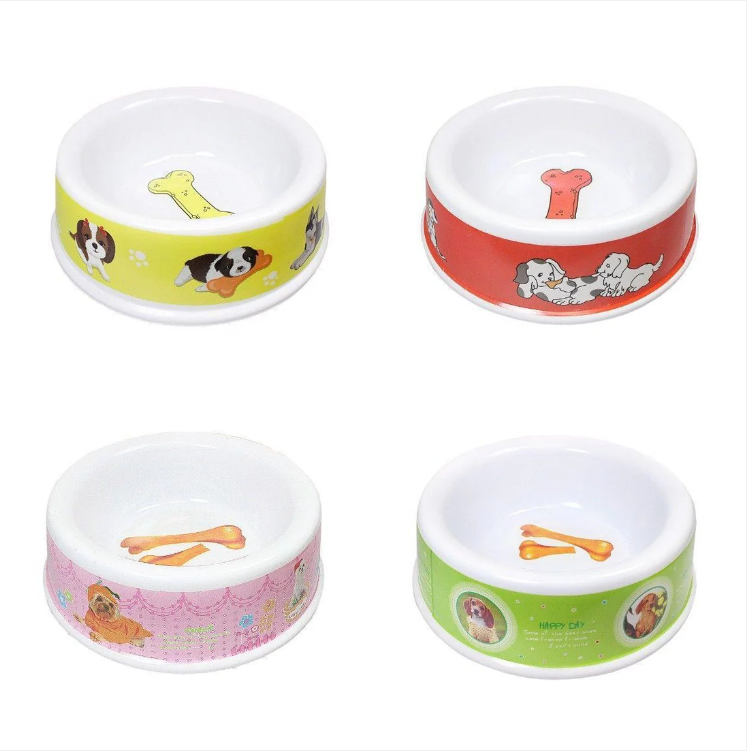 Plastic Pet Dog Bowl 16 x 5 cm Assorted Designs and Colours