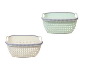 Plastic Rattan Style Kitchen Fruit and Veg Basket 2 Colours 16cm x 20cm 1 Pack (x1)