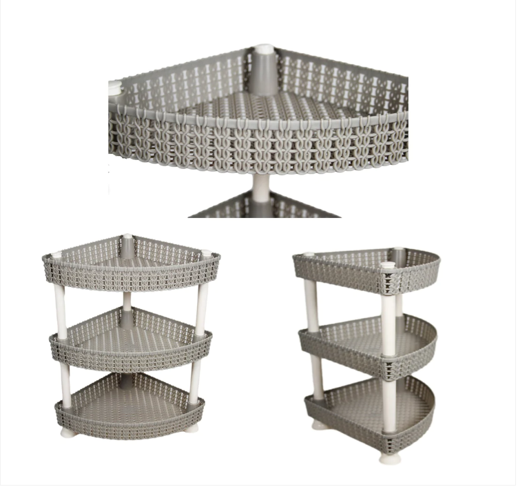 Plastic Rattan Style Kitchen Home Storage Corner Fruit and Vegetable Shelf 30 x 33 cm Assorted Colours