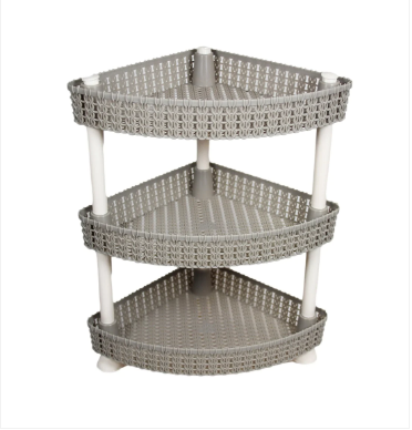 Plastic Rattan Style Kitchen Home Storage Corner Fruit and Vegetable Shelf 30 x 33 cm Assorted Colours