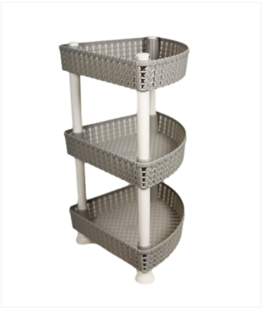 Plastic Rattan Style Kitchen Home Storage Corner Fruit and Vegetable Shelf 30 x 33 cm Assorted Colours
