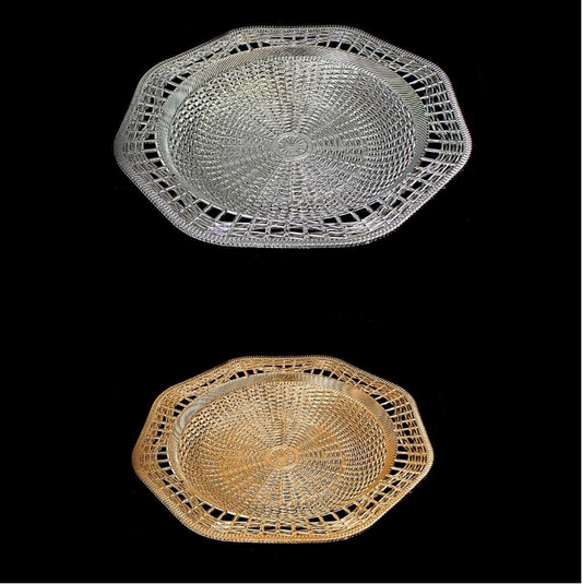 Plastic Rattan Styled Designer Tray Ideal For Snacks 28.5cm Kitchen