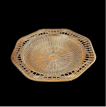 Plastic Rattan Styled Designer Tray Ideal For Snacks 28.5cm Kitchen