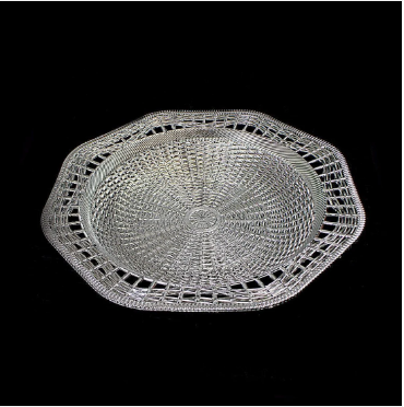 Plastic Rattan Styled Designer Tray Ideal For Snacks 28.5cm Kitchen