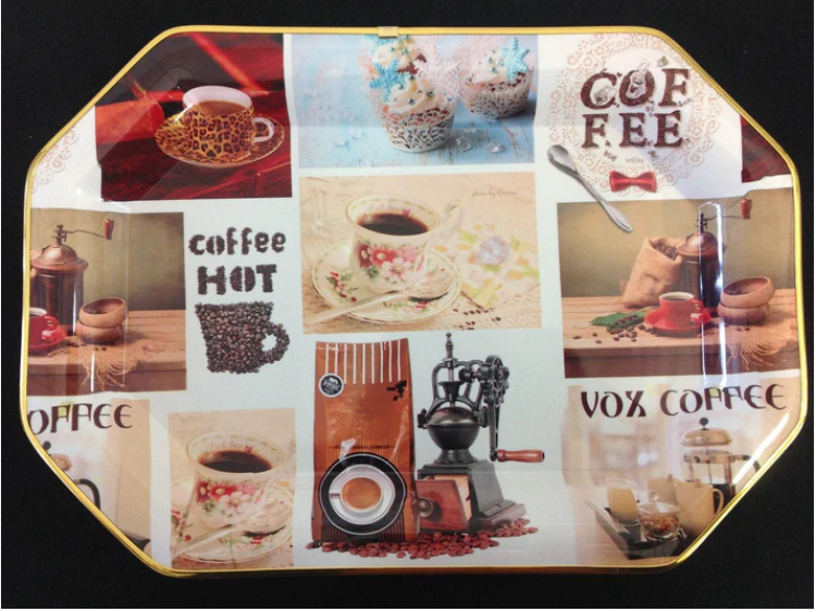 Plastic Rectangle Coffee Serving Tray 45 x 32 cm Assorted Designs