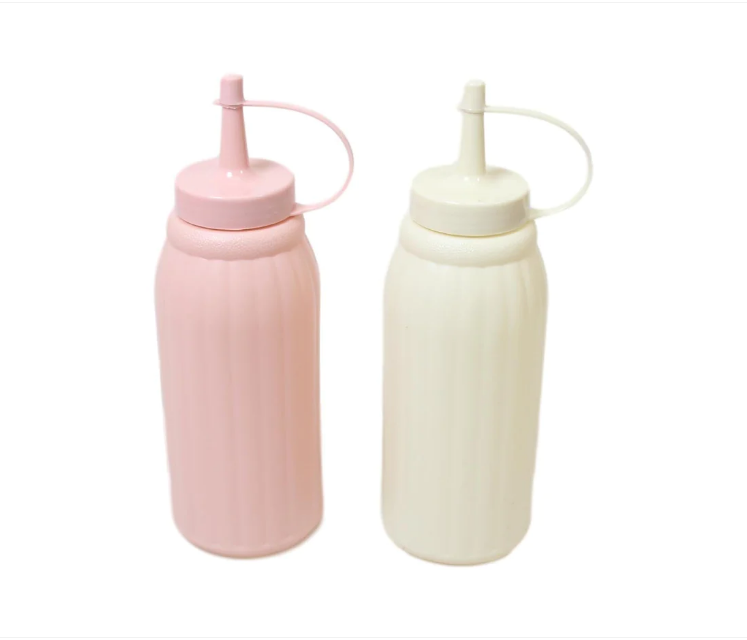 Plastic Sauce Oil Bottle Ideal For All Types of Sauce Pink and White 2 Pack 20cm