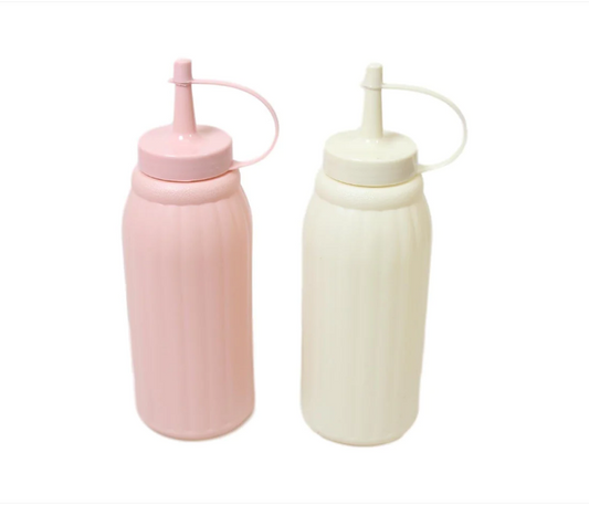 Plastic Sauce Oil Bottle Ideal For All Types of Sauce Pink and White 2 Pack 20cm