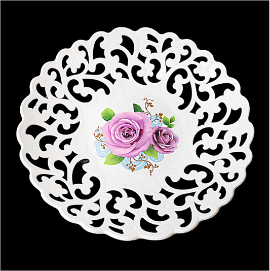 Plastic Serving Tray with Floral Print 28 cm Assorted Designs