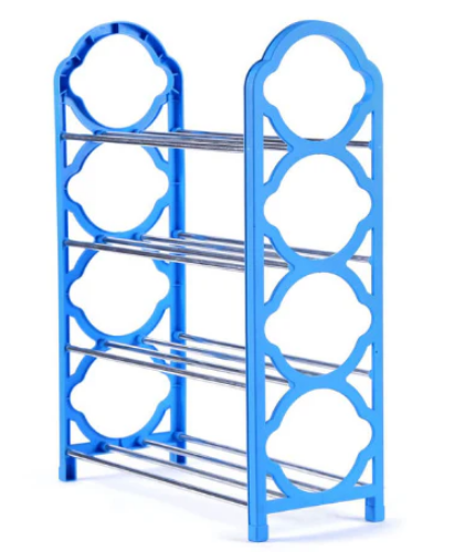 Plastic Shoe Organiser Rack 4 Tier 59 x 18 cm Assorted Colours