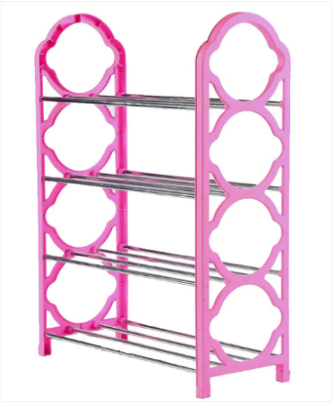 Plastic Shoe Organiser Rack 4 Tier 59 x 18 cm Assorted Colours