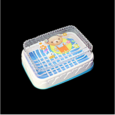 Plastic Soap Box with Printed Bear Design Assorted Colours