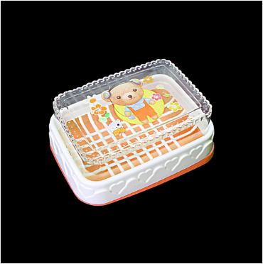 Plastic Soap Box with Printed Bear Design Assorted Colours