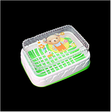 Plastic Soap Box with Printed Bear Design Assorted Colours