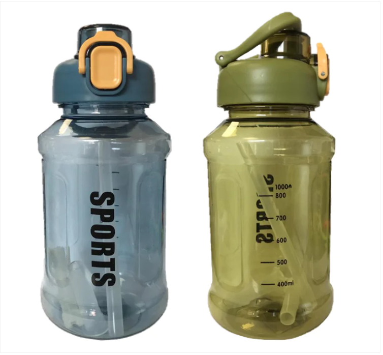 Plastic Sports Gym Drinking Bottle 1000 ml 20 x 9 cm Assorted Colours