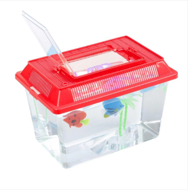 Plastic Starter Aquarium Fish Tank Goldfish Carry Handle Lid Medium 21 x 12cm