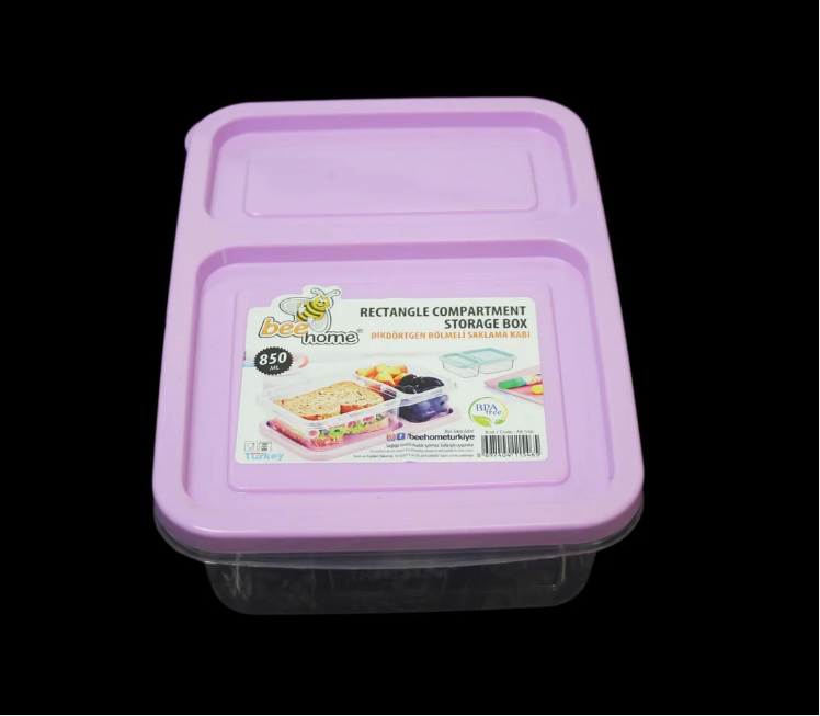 Plastic Storage Divider Container Compartment Food Box 850ml 18 x 6cm