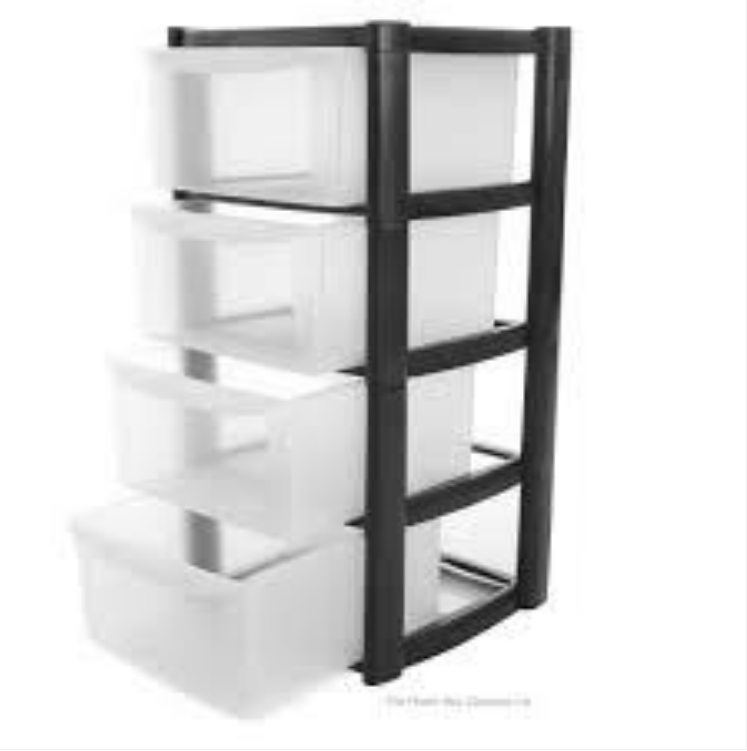 Plastic Storage Drawers Tower Trolley Unit Storage Box Clear 80 x 36 x 40cm