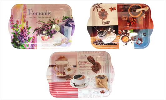 Plastic Tea Coffee Table Tray 40 x 26 cm Assorted Designs