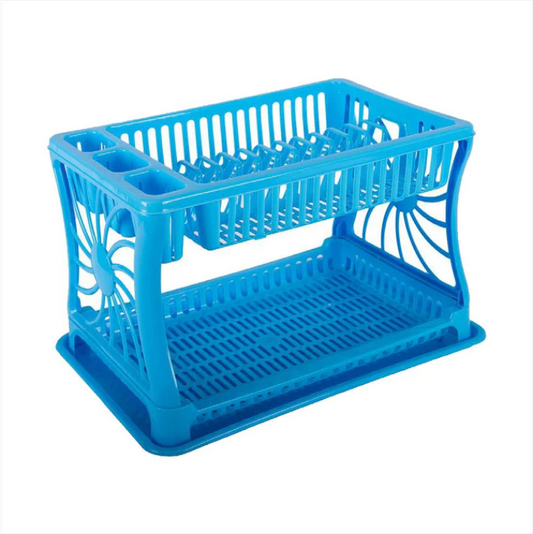 Plastic Two Storey Dish Drainer with Tray Assorted Colours