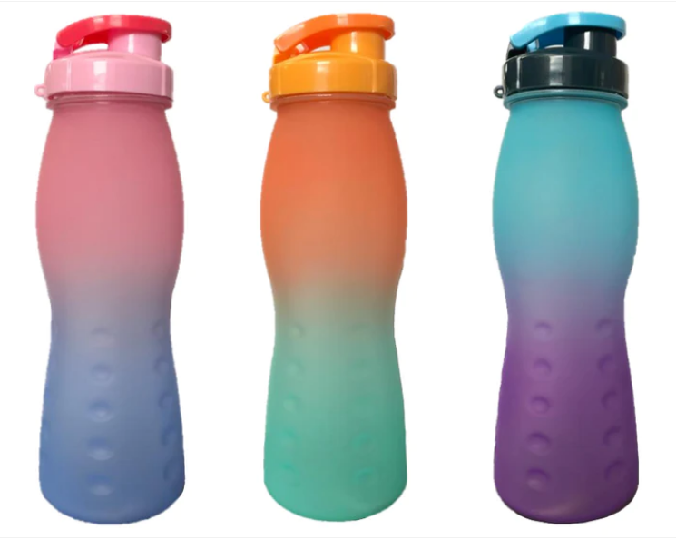 Plastic Water Drinking Bottle Ombre Design 24 x 7.5 cm Assorted Colours