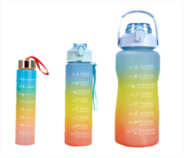 Plastic Water Drinking Bottle Set of 3 Assorted Colours