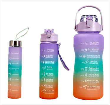 Plastic Water Drinking Bottle Set of 3 Assorted Colours